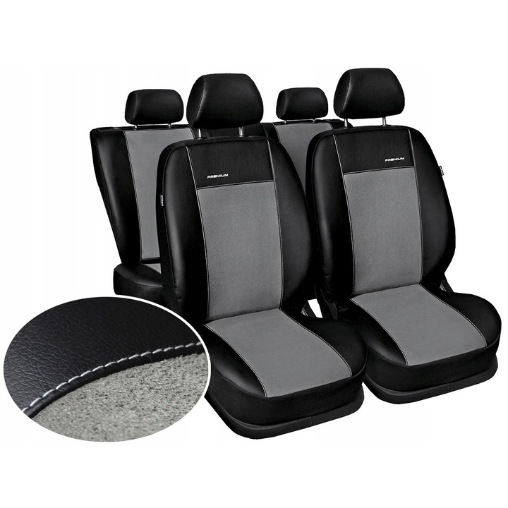 Set 5 huse scaun pentru Kia Sportage 4 2015, Piele Ecologica, Negru/Gri