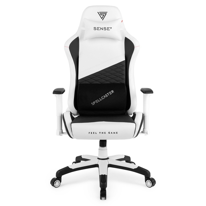 Гейминг стол SENSE7 Spellcaster Senshi XL, еко кожа, 160kg, бял