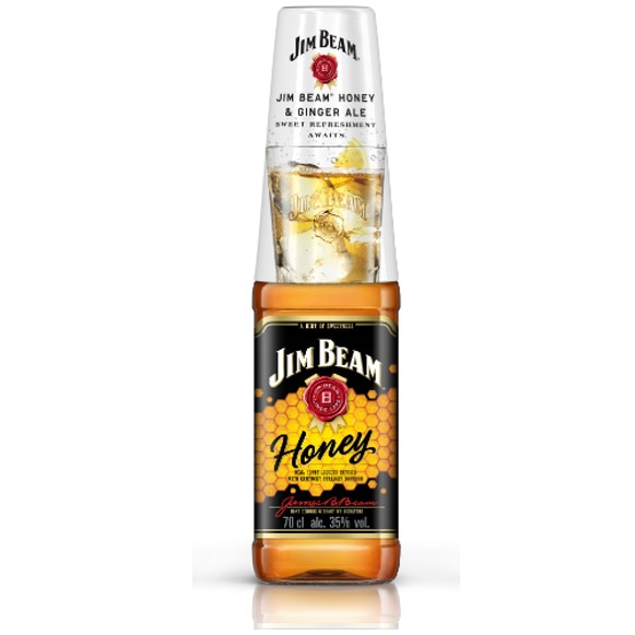 Lichior Jim Beam, Honey, 32.5, 0.7l + 1 Pahar Cocktail eMAG.ro