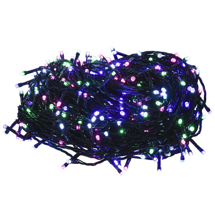 Instalatie cu 400 LED-uri vidaXL, cablu prelungitor de 5 m, 8 moduri de iluminare, pastel multicolor, 40 m, PVC