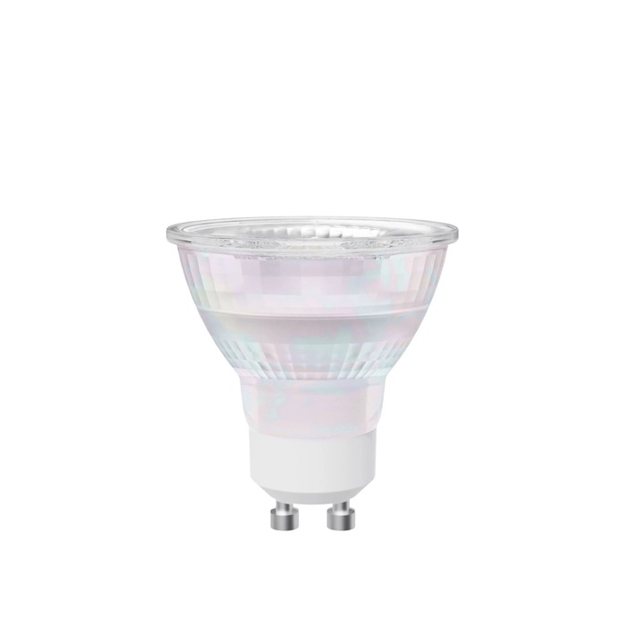 Bec LED Lexman, GU10, alb cald, 2700K, 5.7 W, 600 lm, tip reflector, transparent