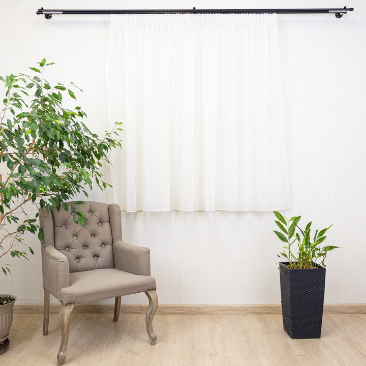 Perdea scurta Hiko Ana voal cu banda din dantela 200x140cm, cu rejansa