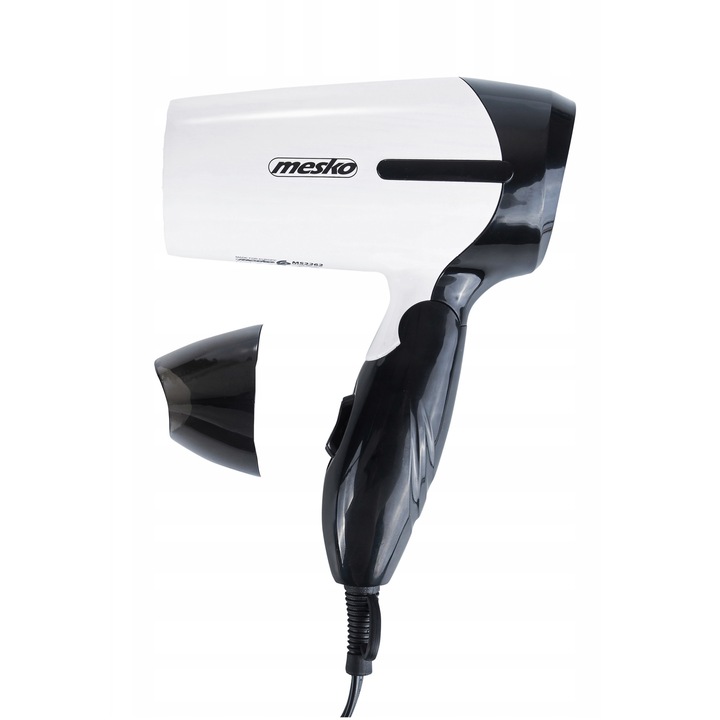 Mesko Hajszárító, koncentrátorral, erős, 1000W, 17,5 x 18 x 6 cm, fekete/fehér