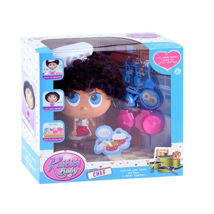 Set Papusa/7 accesorii bucatarie, Jokomisiada, Plastic, Multicolor