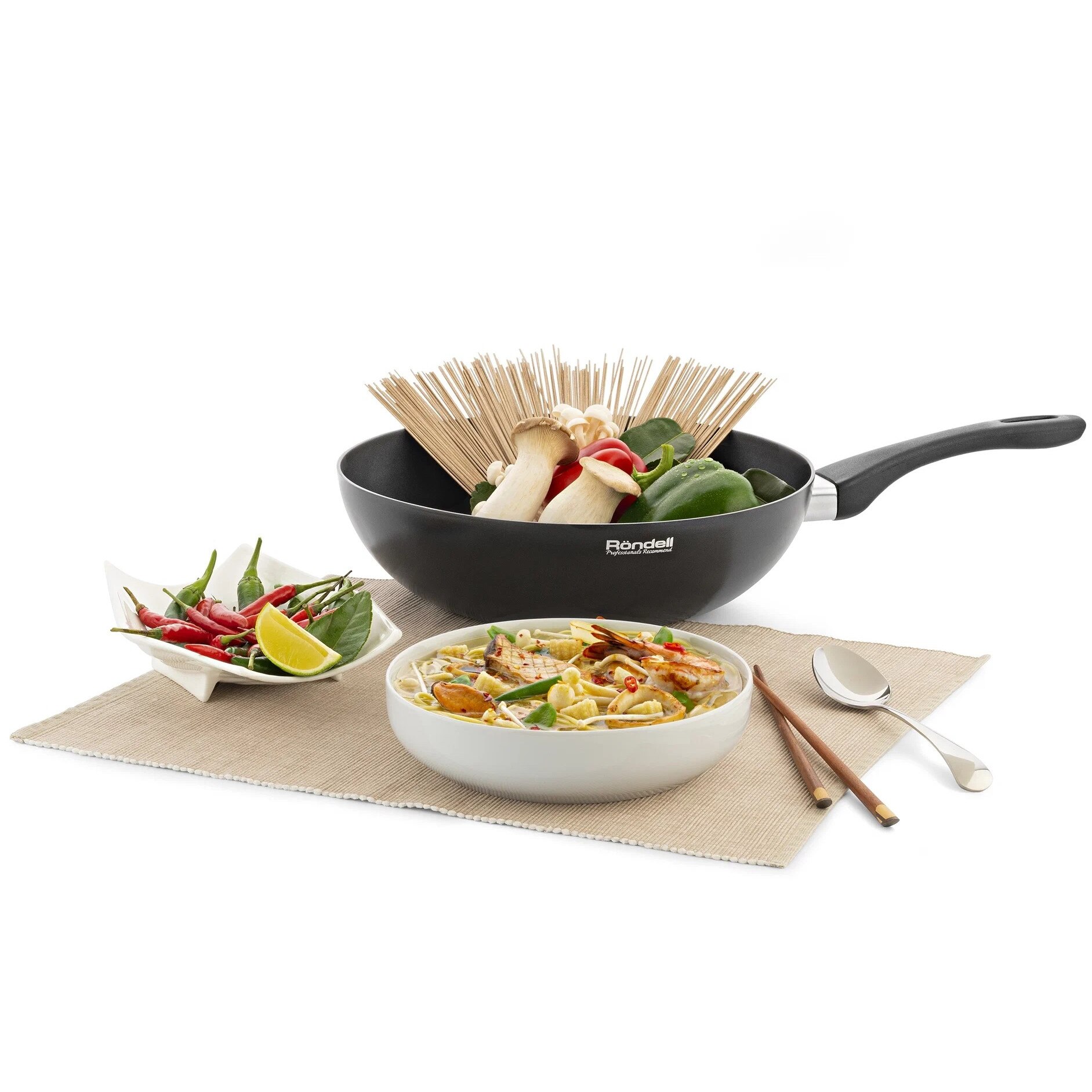 Tigaie WOK RONDELL Loft Professional RDA-1432, 30cm, 4,7L, Aluminiu ...