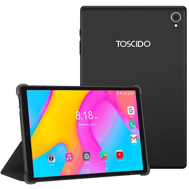 Tableta TOSCIDO S103, 10.1", Octa-Core, Android 11, 4GB RAM, 64GB ROM, 4G LTE/WIFI, Negru