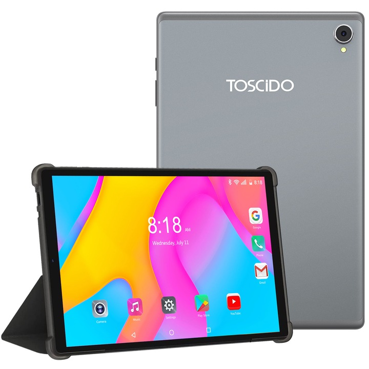 Tableta TOSCIDO S103, 10.1", Octa-Core, Android 11, 4GB RAM, 64GB ROM, 4G LTE/WIFI, Gri