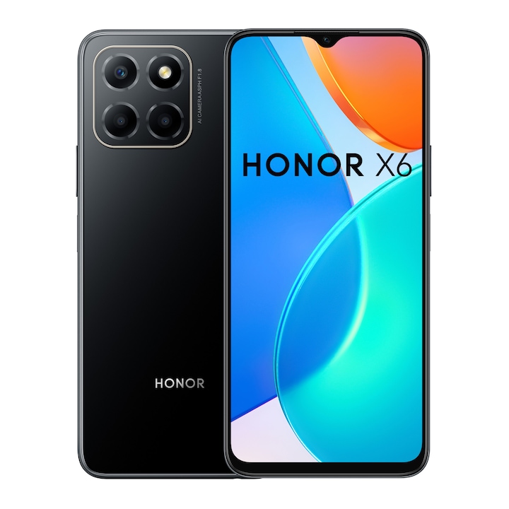 Honor X6 Mobiltelefon, Kártyafüggetlen, Dual SIM, 4GB RAM, 64GB, LTE, Fekete