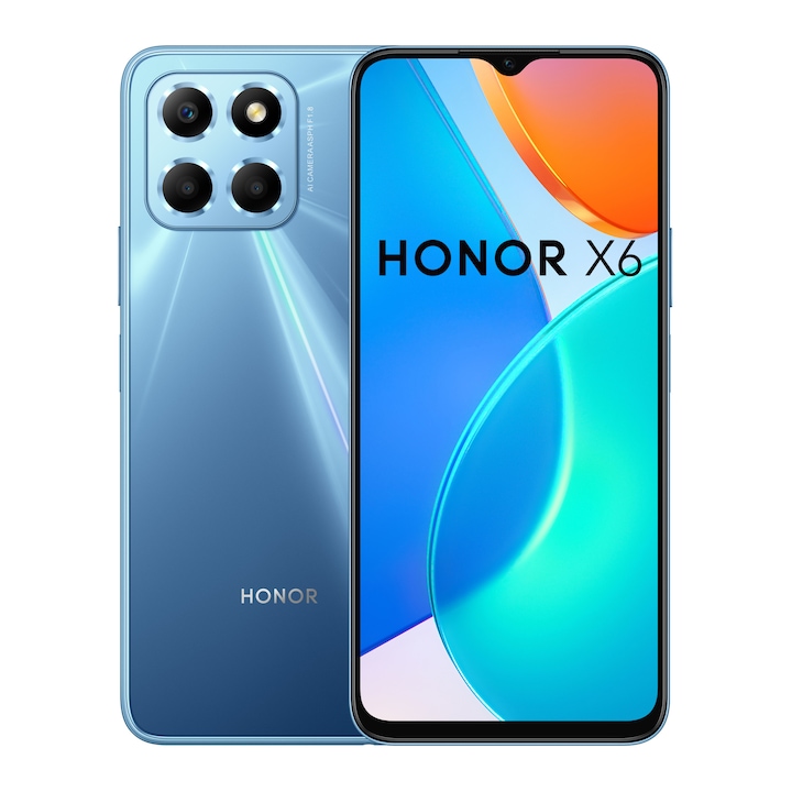 Honor X6 Mobiltelefon, Kártyafüggetlen, Dual SIM, 4GB RAM, 64GB, LTE, Kék