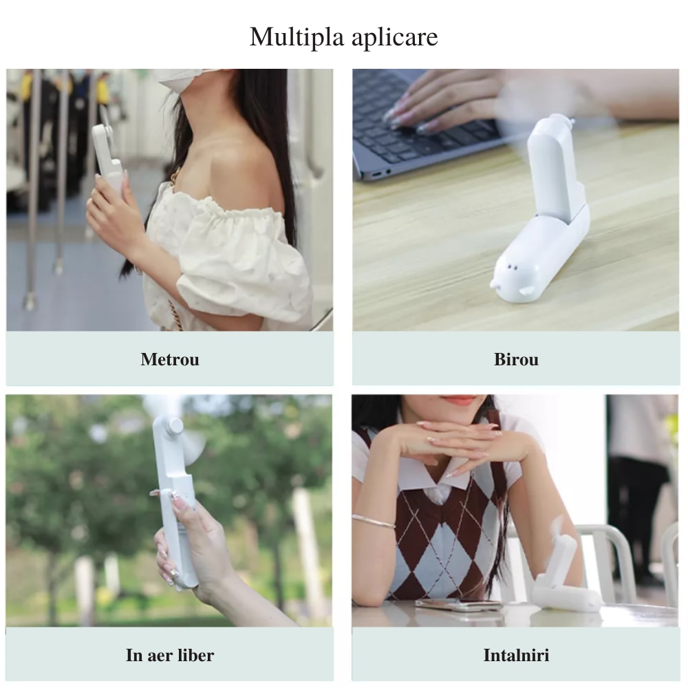 Преносим, малък джобен вентилатор, USB зареждане, оборудван с 3 ...