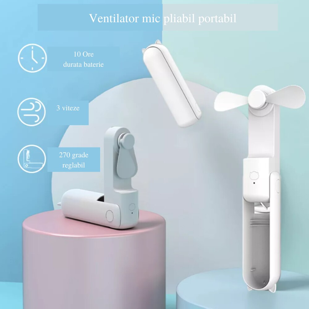 Преносим, малък джобен вентилатор, USB зареждане, оборудван с 3 ...