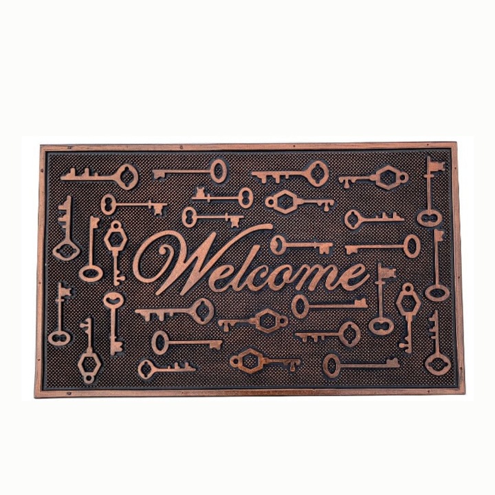 Bejárati szőnyeg, csúszásmentes, gumi KEY- 75 x 45 cm, barna