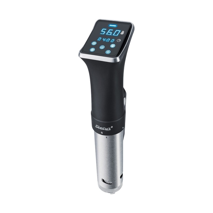 Stick pentru gatit Sous Vide cu Wi-Fi SV 80, Steba Germany, Profesional, impermeabil IPX7, 800 W, capacitate incalzire 20 litri, timer, temperatura ajustabila, display digital, circulare apa 12l/min, negru