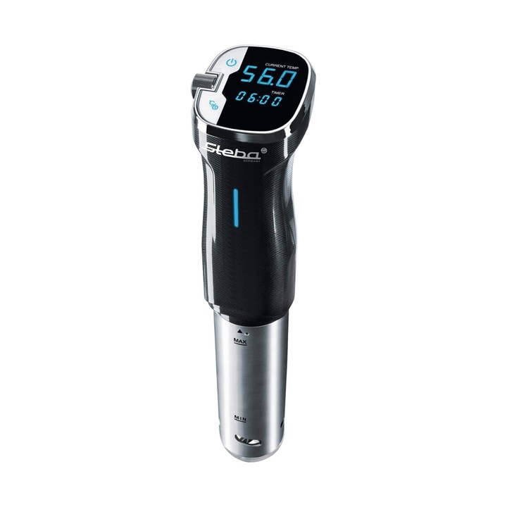 Stick pentru gatit Sous Vide SV 50, Steba Germany, Profesional, impermeabil IPX7, 800 W, capacitate incalzire 20 litri, timer, temperatura ajustabila, display digital, circulare apa 12l/min, negru