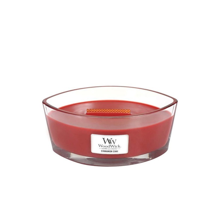 Ароматна свещ WoodWick Cinnamon Chai, Елипса, 453.6 г