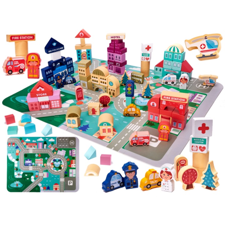 Пъзел от дървени блокчета, 100 части