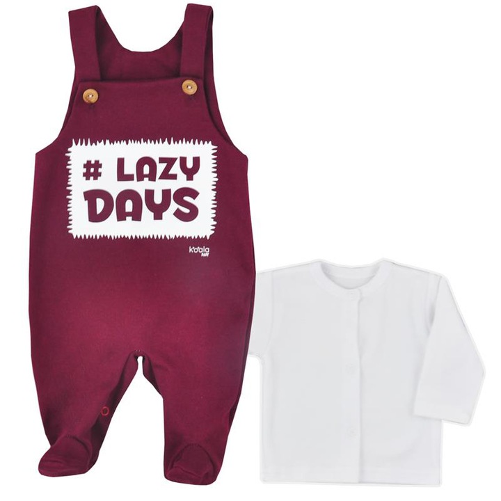 Compleu 2 piese salopeta si bluza pentru baieti Koala Lazy Days 07-384-74-cm, Visiniu 29344