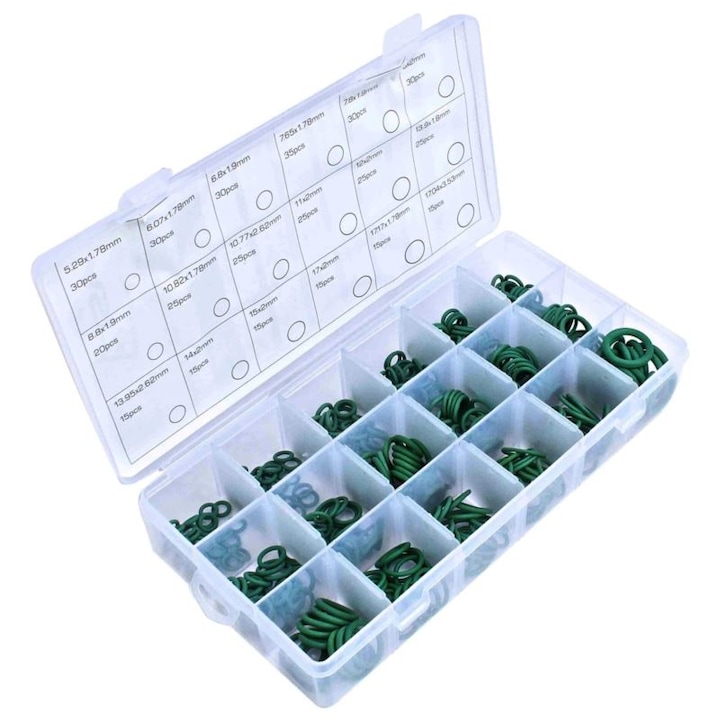 Set garnituri O-ring, Asta, 390 piese, dimensiuni variate