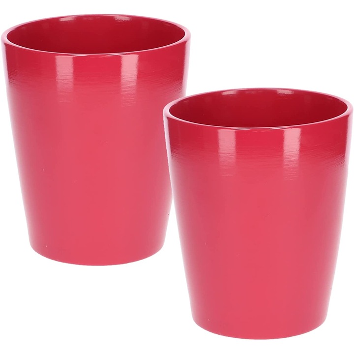 Set 2 Ghivece Flori, Ceramica, 14.7 Cm, Rosu