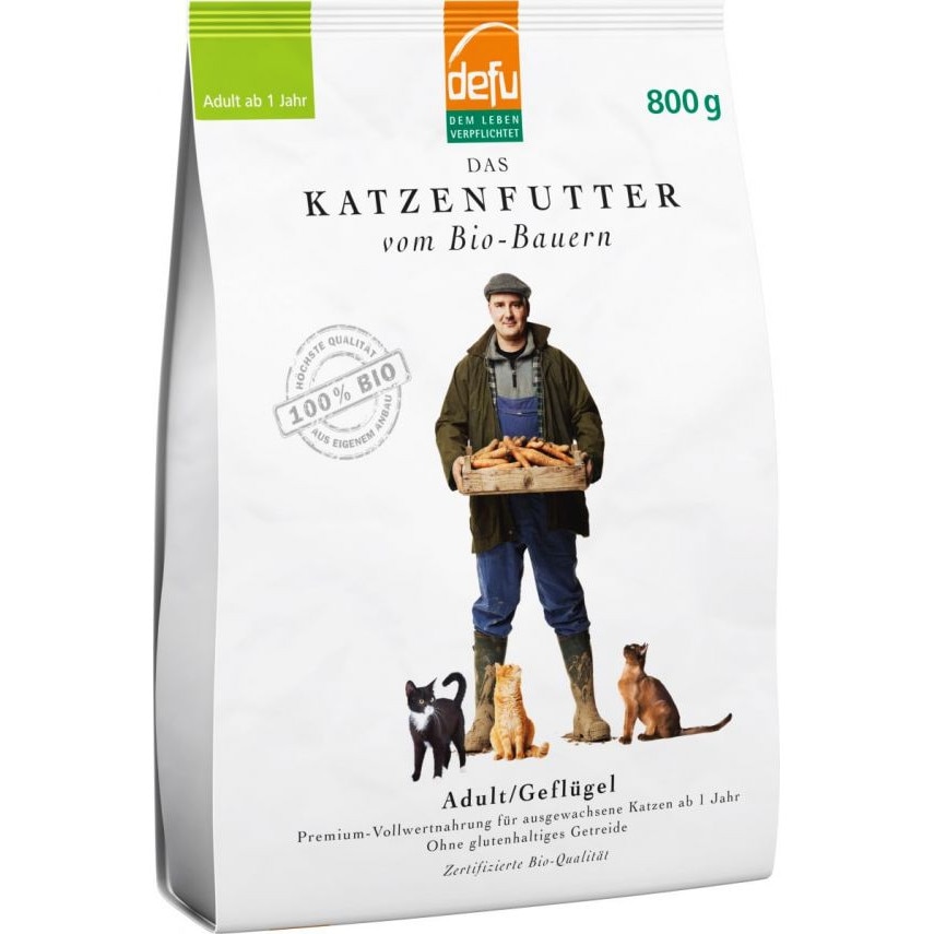 Hrana uscata bio cu pentru pisici adulte cu pasare 800 g, Defu