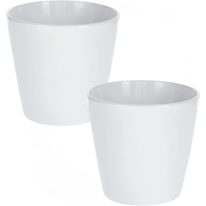 Комплект 2 саксии Kotarbau, Керамика, 12,7 см, Бял