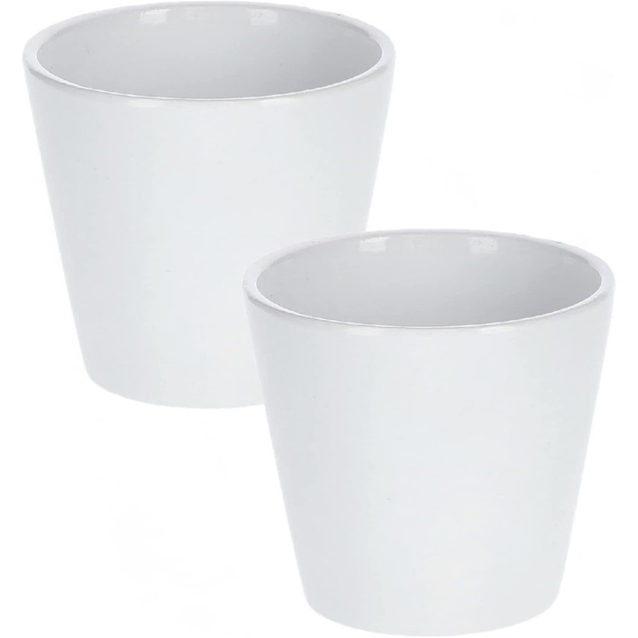 Комплект 2 саксии Kotarbau, Керамика, 8,2 см, Бял
