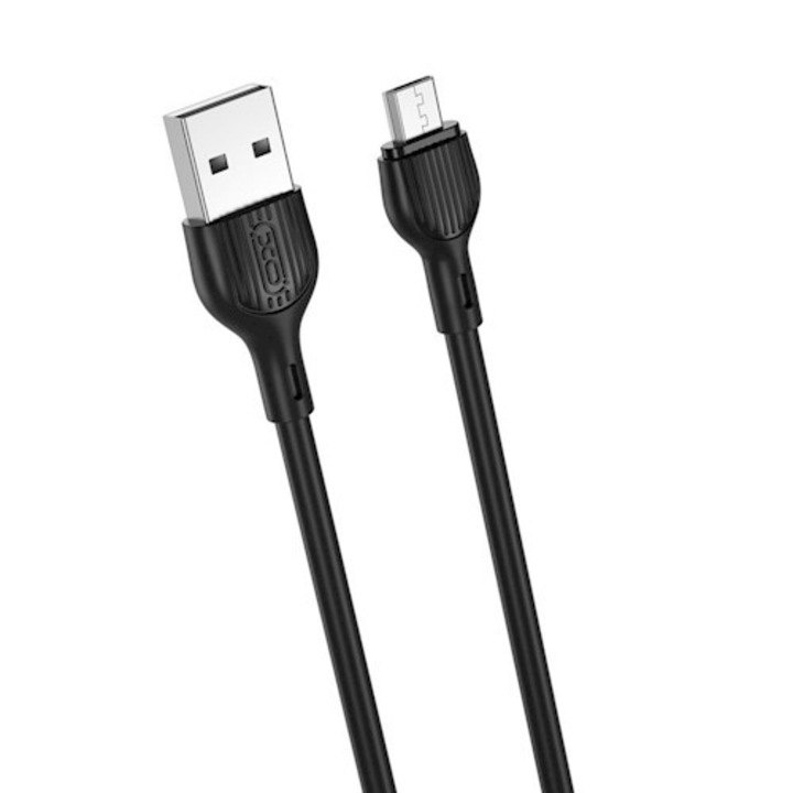 Cablu pentru incarcare si transfer de date XO NB200, USB/Micro-USB, 2.1A, 1 m, Negru