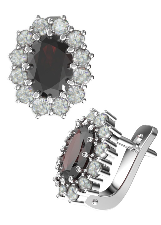 Cercei Silver Kate cu granat natural si zirconi transparente
