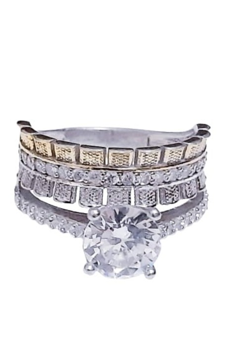 Inel din argint 925, Zirconiu, Auriu, 18 mm