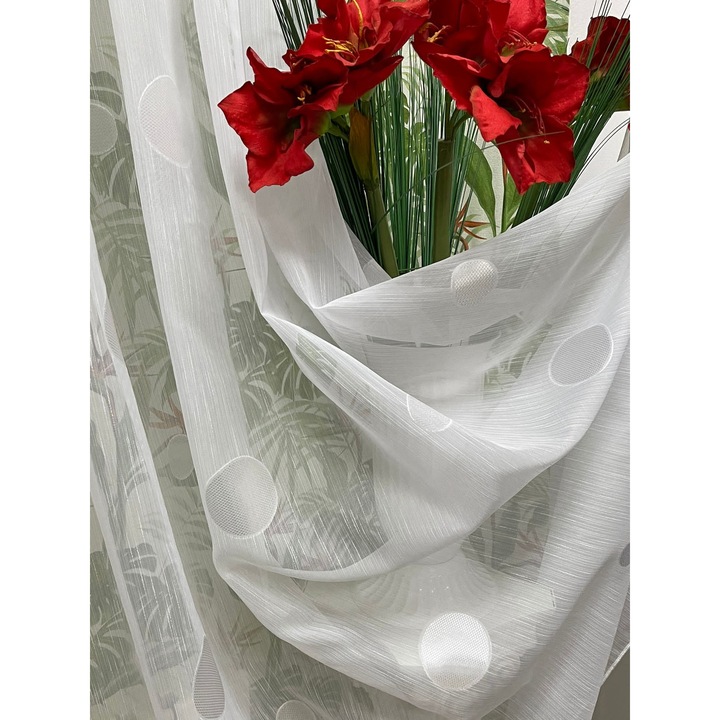 Perdea brodata mecanic, culoare alb, din colectia "Esferas" by Liz Line, 400x245cm, cu rejansa PD1524