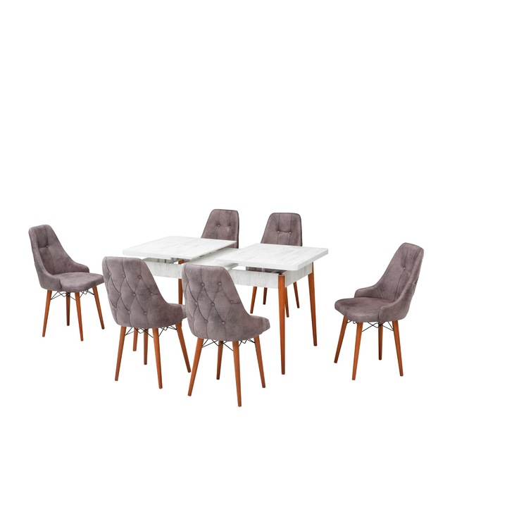 Set Masa Extensibila 80 x 170 Eros Scaune 6 buc Gri HAMAN