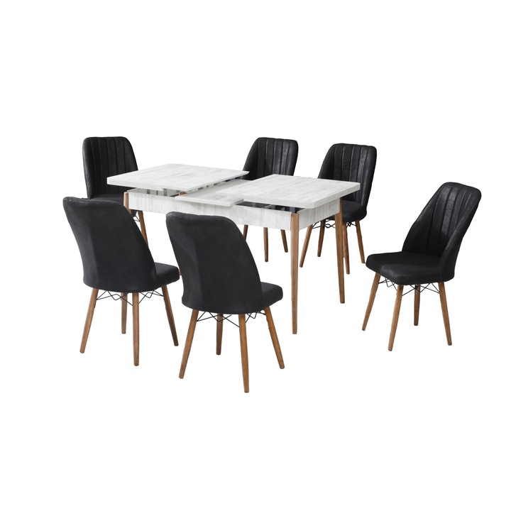 Set Masa 80 x 170 Madrid Scaune 6 buc Negru HAMAN