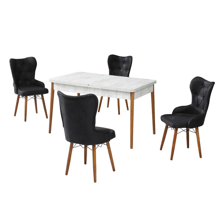 Set Masa Extensibila 70 x 140 Lord Scaune 4 buc Negru HAMAN