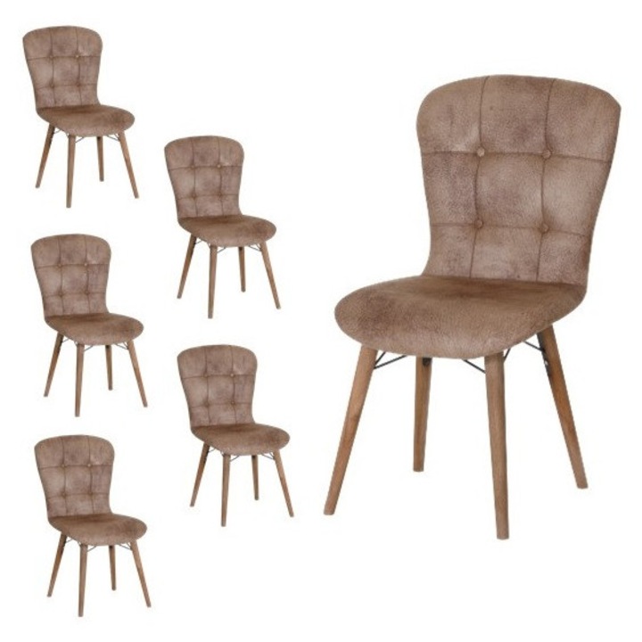 Set Scaun 6 buc Safir Maro HAMAN, schelet de fag, 88 x 47 x 42