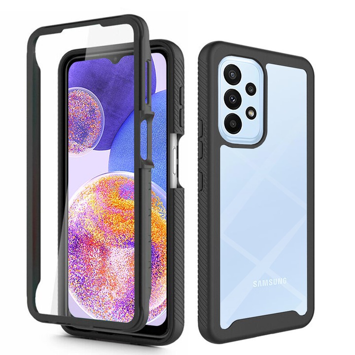 fixGuard Defense360 Pro + Képernyővédő tok Samsung Galaxy A23 4G / A23 5G telefonhoz, fekete