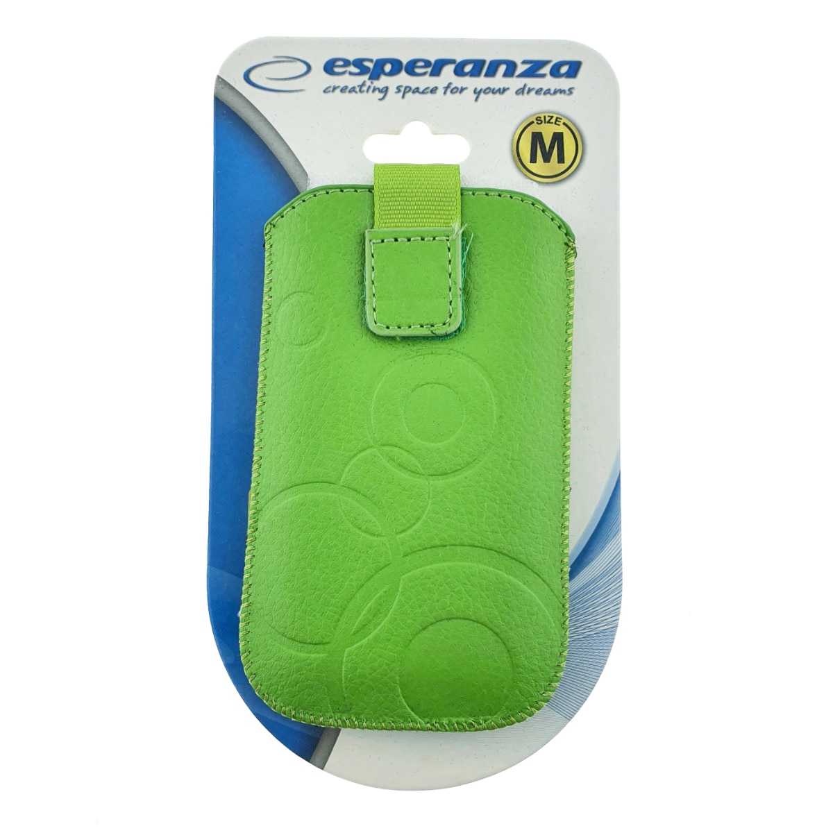 Husa universala tip saculet, din piele ecologica, Esperanza 90662, dimensiune M, 125 x 75 x 15mm, verde Verde Etui