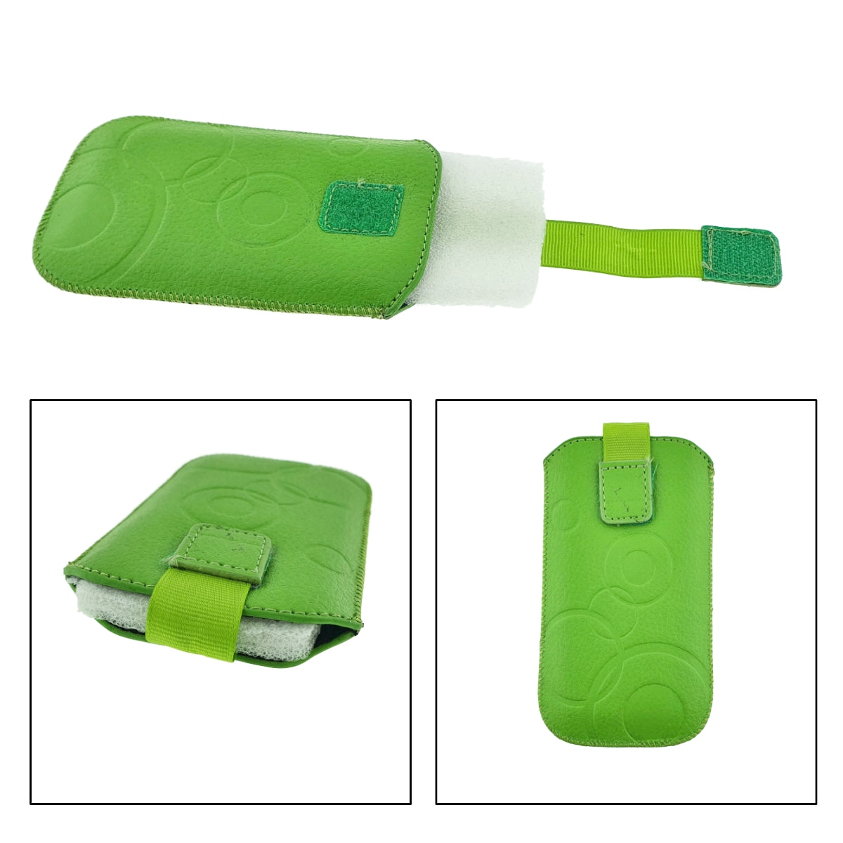 Husa universala tip saculet, din piele ecologica, Esperanza 90662, dimensiune M, 125 x 75 x 15mm, verde Verde Etui