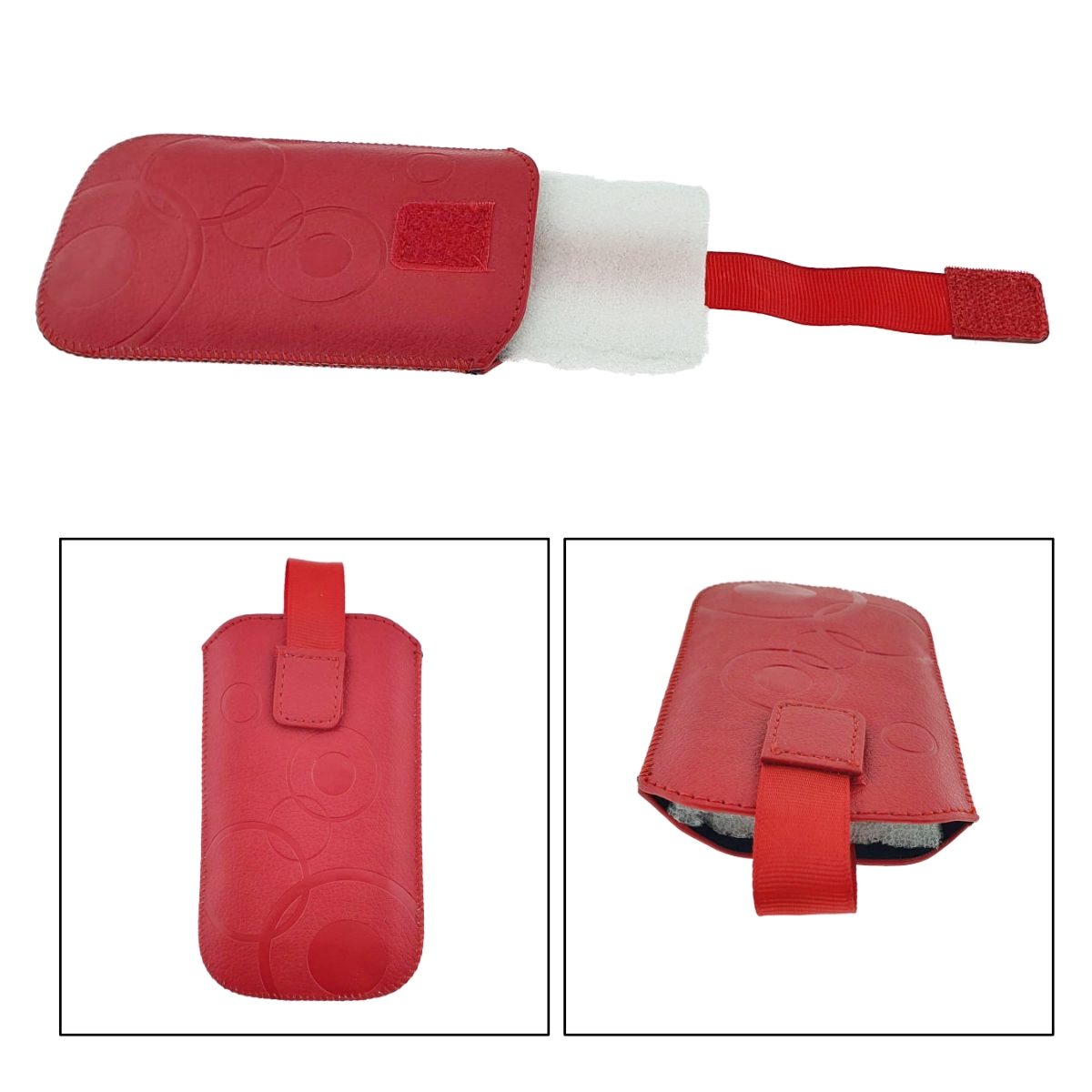 Husa universala tip saculet, din piele ecologica, Esperanza 90662, dimensiune M, 125 x 75 x 15mm, rosie Rosu Etui