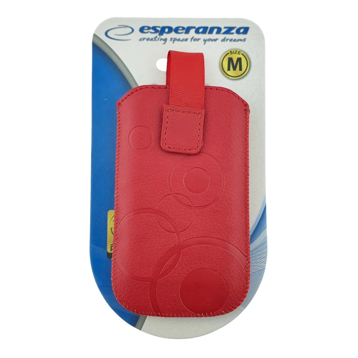 Husa universala tip saculet, din piele ecologica, Esperanza 90662, dimensiune M, 125 x 75 x 15mm, rosie Rosu Etui