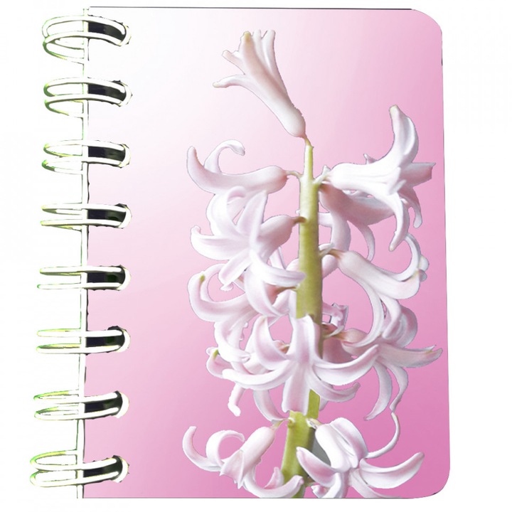 Carnet cu spira Zambila roz, 7 x 10 cm, 75 foi veline