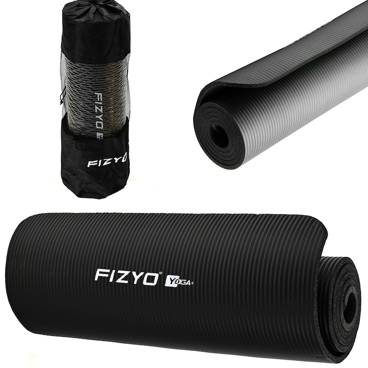 Jóga, fitness, aerobic szőnyeg Fizyo Fityo Black, 183x61x1cm, NBR hab, szintetikus gumi