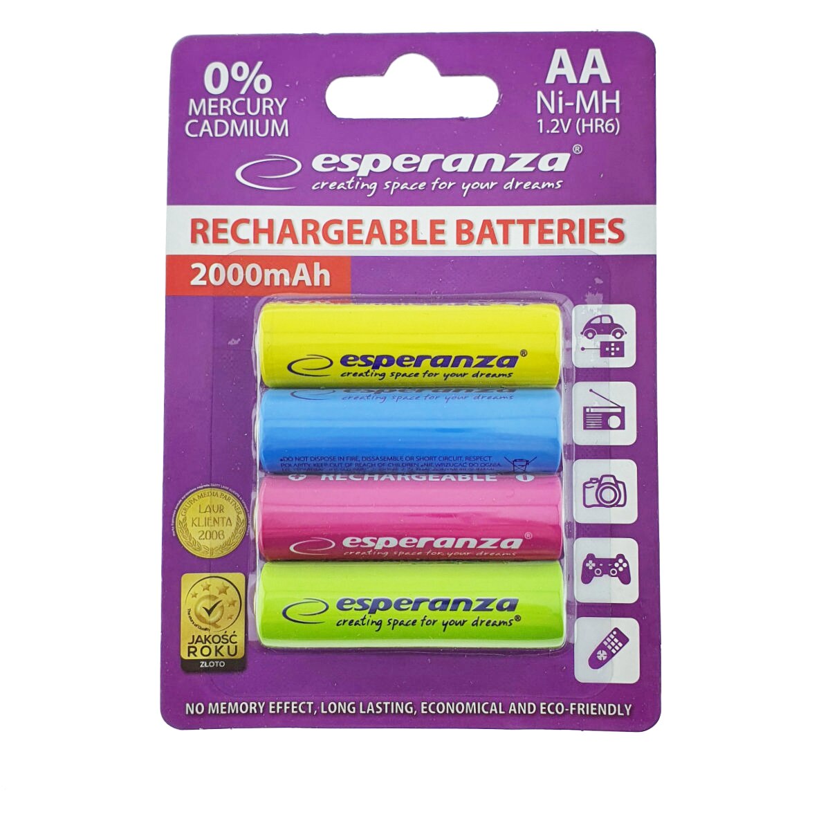 Set 4 acumulatori AA (R6) Esperanza 92344, 2000mAh, Ni-MH, 1.2V ...