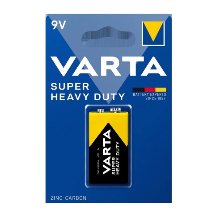 Varta Super Heavy Duty 6F22 Elem, 9V, csomagolásban
