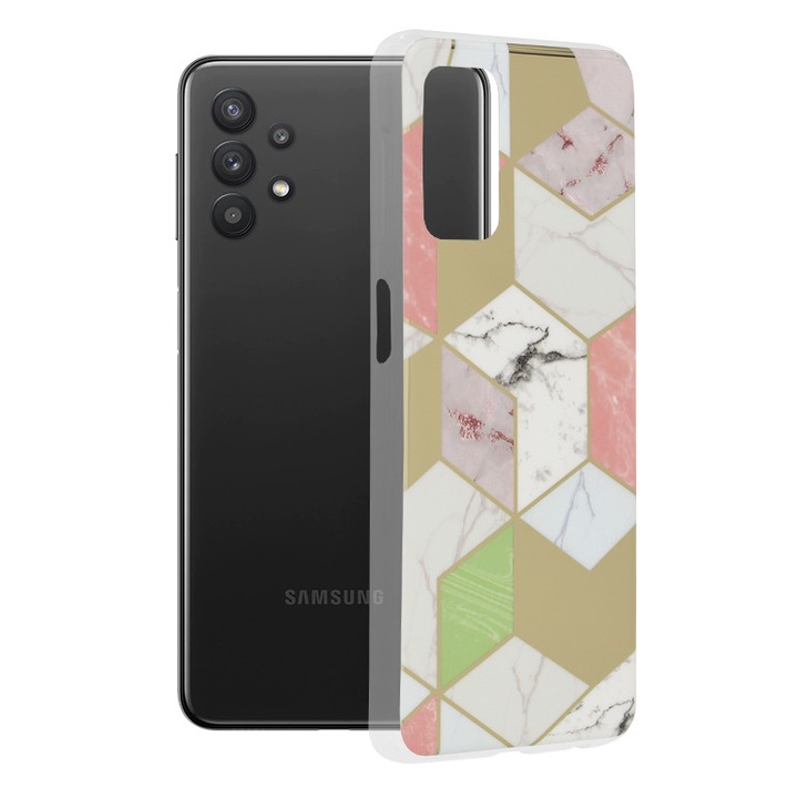 Кейс за Samsung Galaxy A32 5G, полиуретан, лилав шестостен