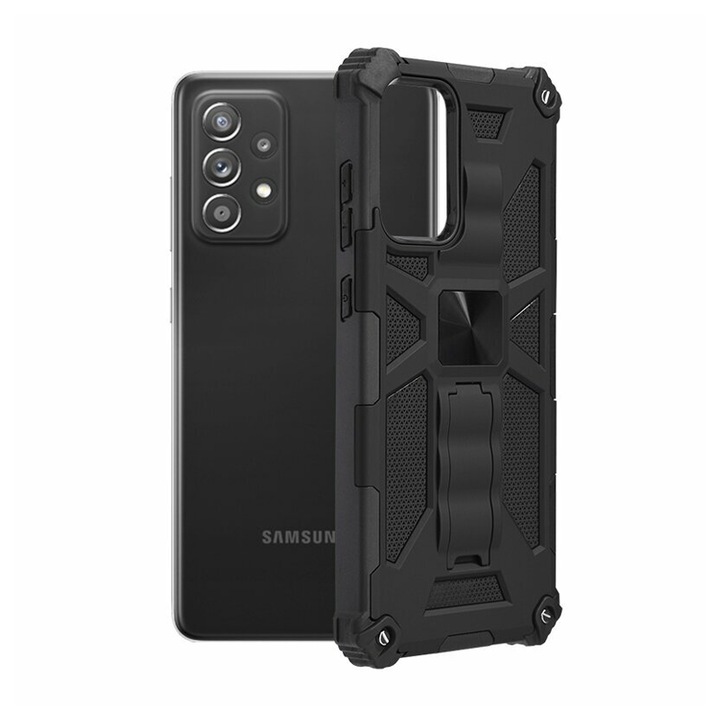 Кейс AZIAO Blazor Series за Samsung Galaxy A73 5G, функции на стойката, армейски щит, Ultra Protect Tech, черен