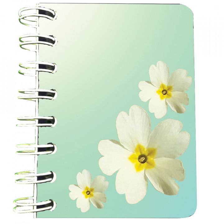 Carnet cu spira Floricele de primavara, 7 x 10 cm, 75 foi veline