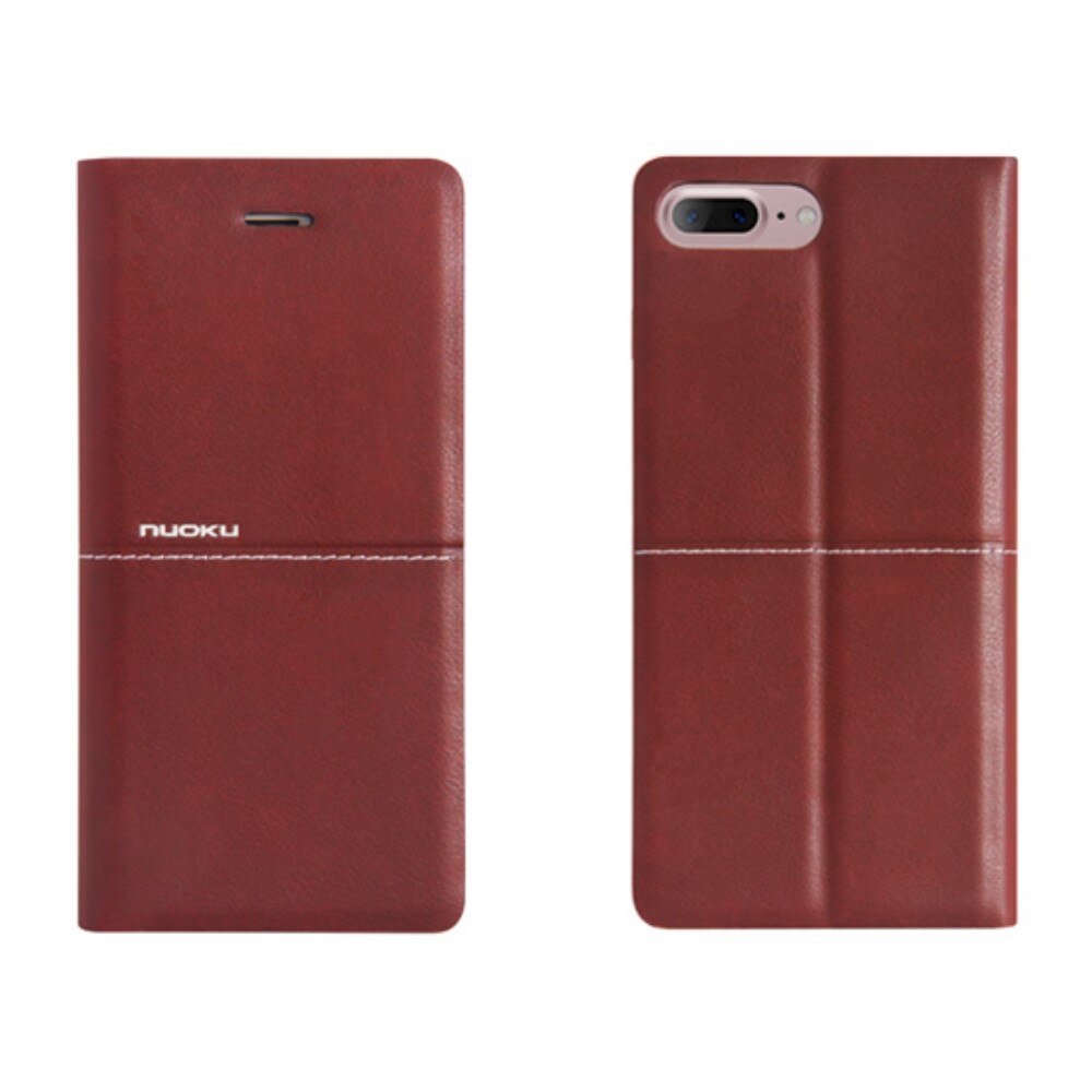 Husa flip wallet din piele Nuoku Royal pentru iPhone 7 Plus, maro