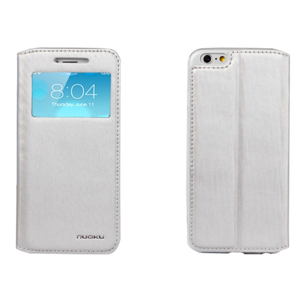 Husa flip s-view din piele Nuoku Defence pentru iPhone 6, gri