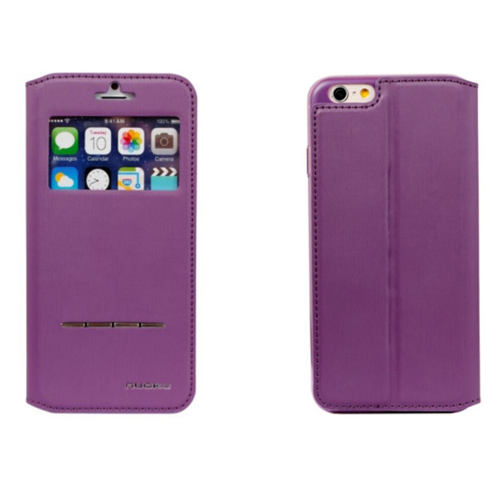 Husa flip s-view din piele Nuoku Defence pentru iPhone 6/6S, mov