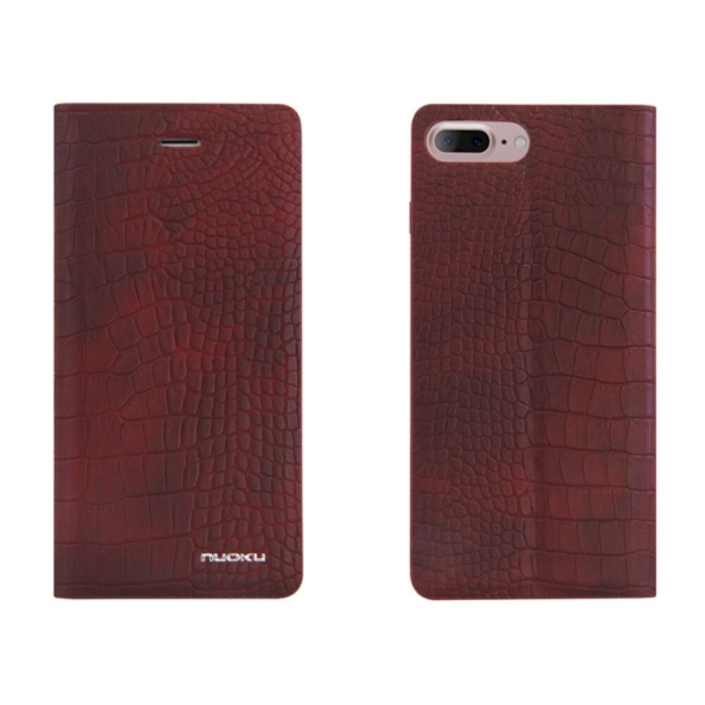 Husa flip din piele Nuoku Croc pentru iPhone 7 Plus,maro